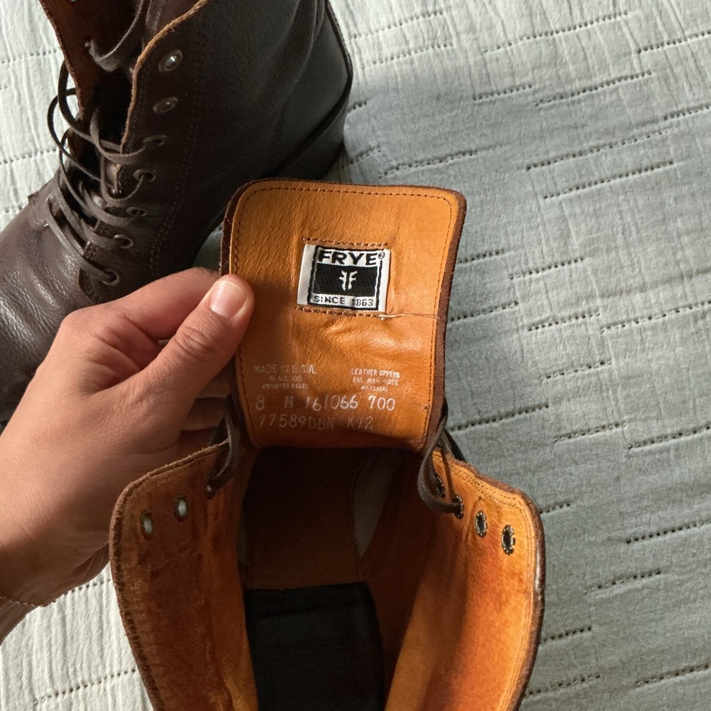 FRYE AND CO Brown Lace Up Boots Classic Design - Picture 3 of 5